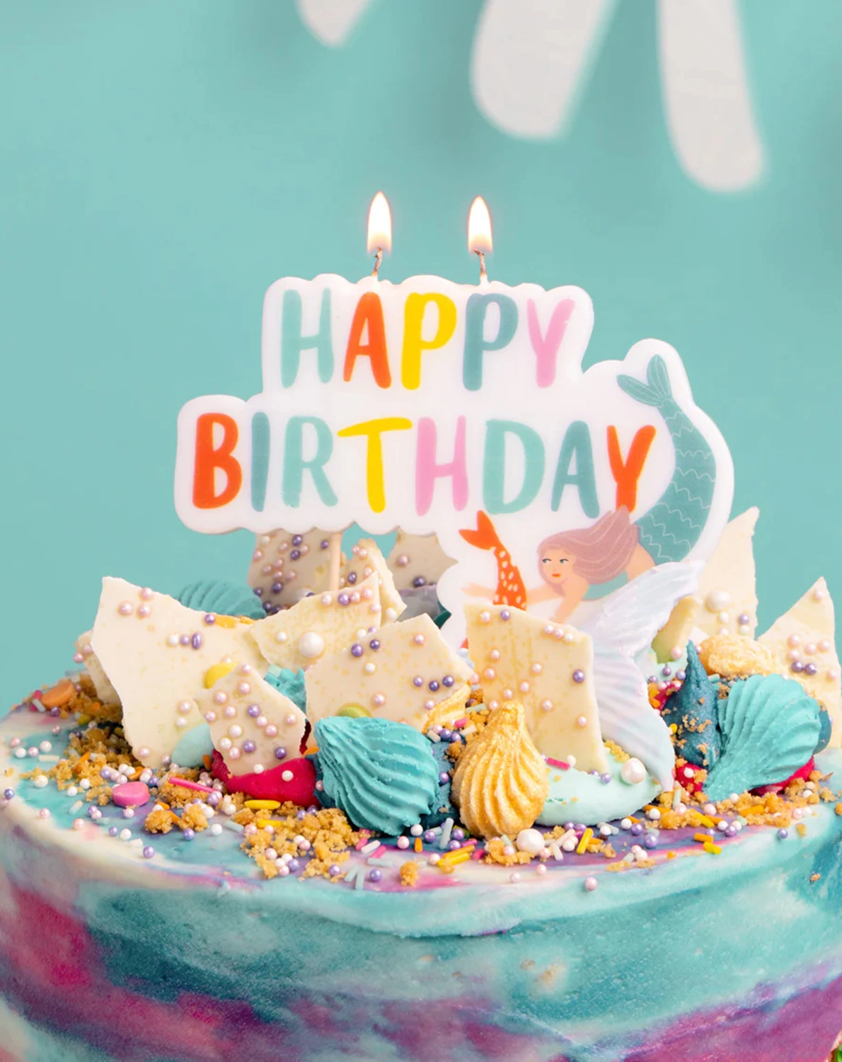 Kerze MAKE WAVES - HAPPY BIRTHDAY in bunt