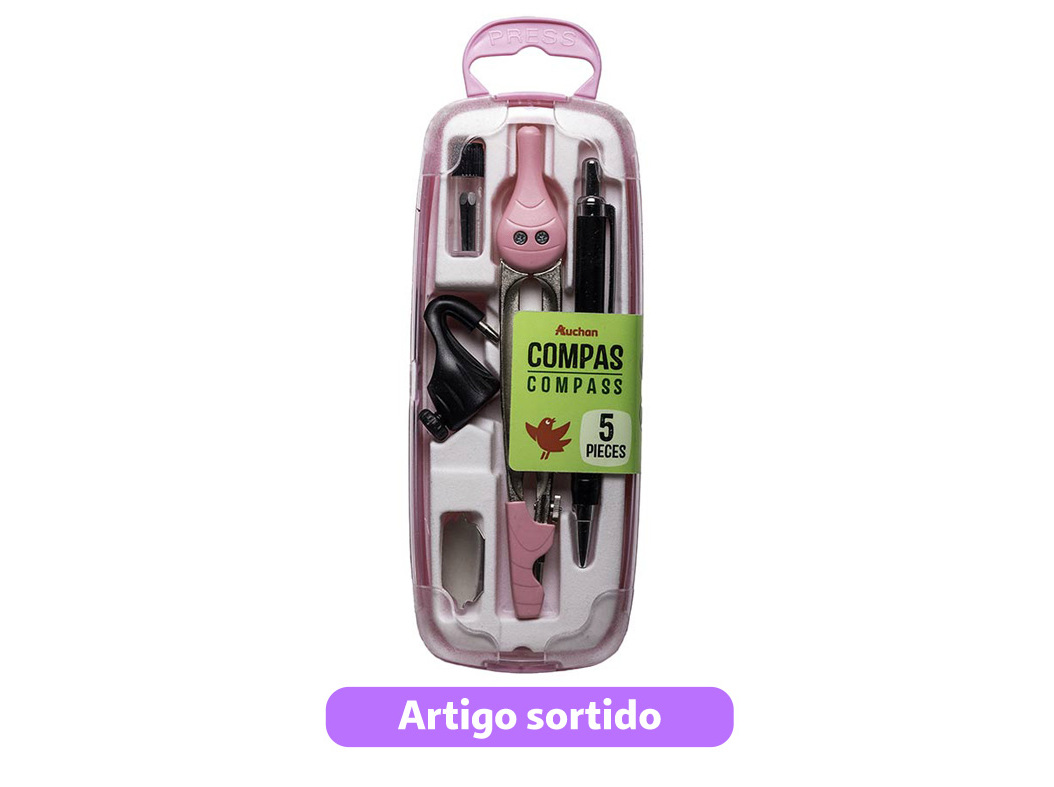 COMPASSO AUCHAN COM 5 PEÇAS CORES SORTIDAS