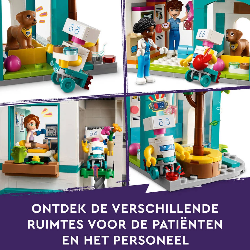 Veel speel plezierHeartlake City ziekenhuis Speelgoed met Robot, Mini Poppetjes en Helikopter 42621
