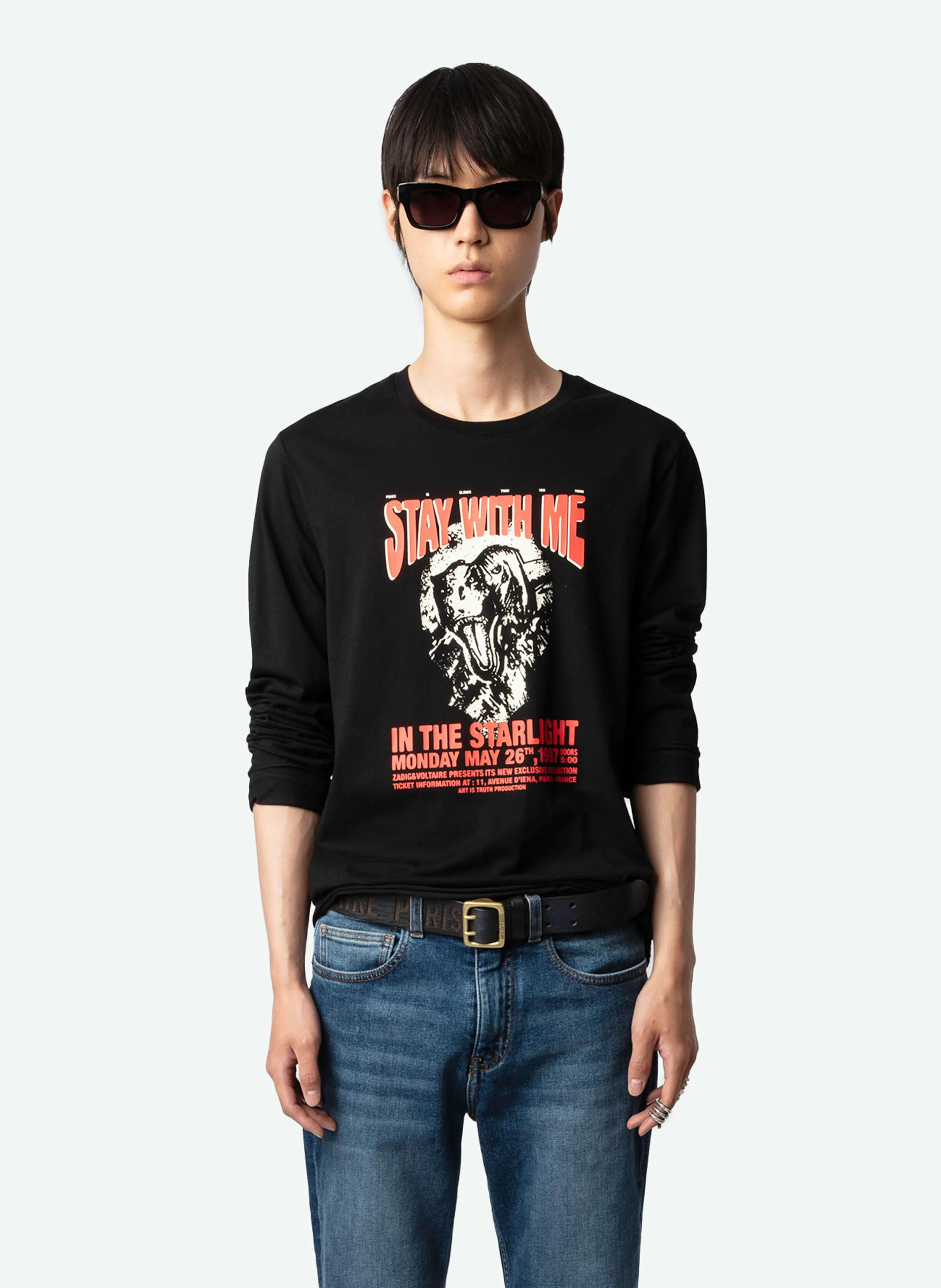 HECTOR - Tee-shirt col rond droit en coton bio sérigraphié | Noir
