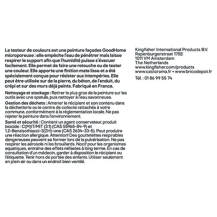 Testeur Peinture extérieure façade Vail GoodHome meulière mat 350ml