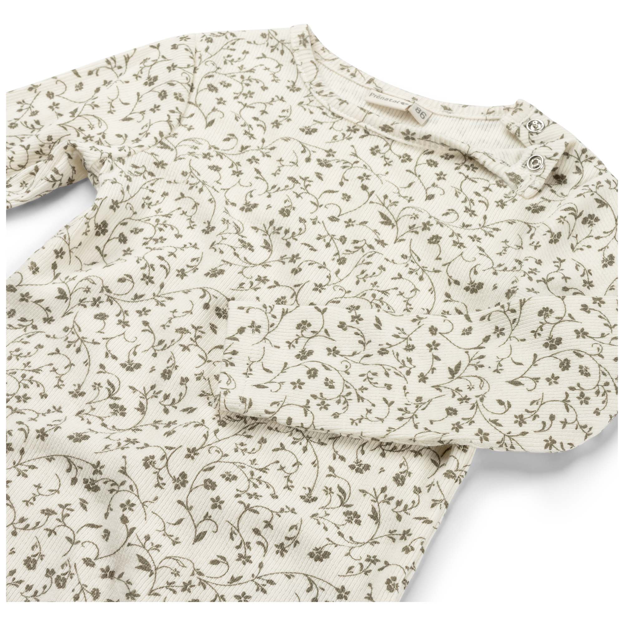 Prénatal baby shirt lange mouwen bloemen beige