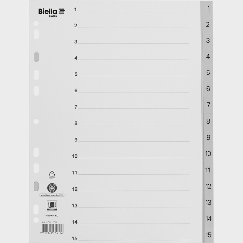 Biella Register mit Indexblatt, A4, 1-15