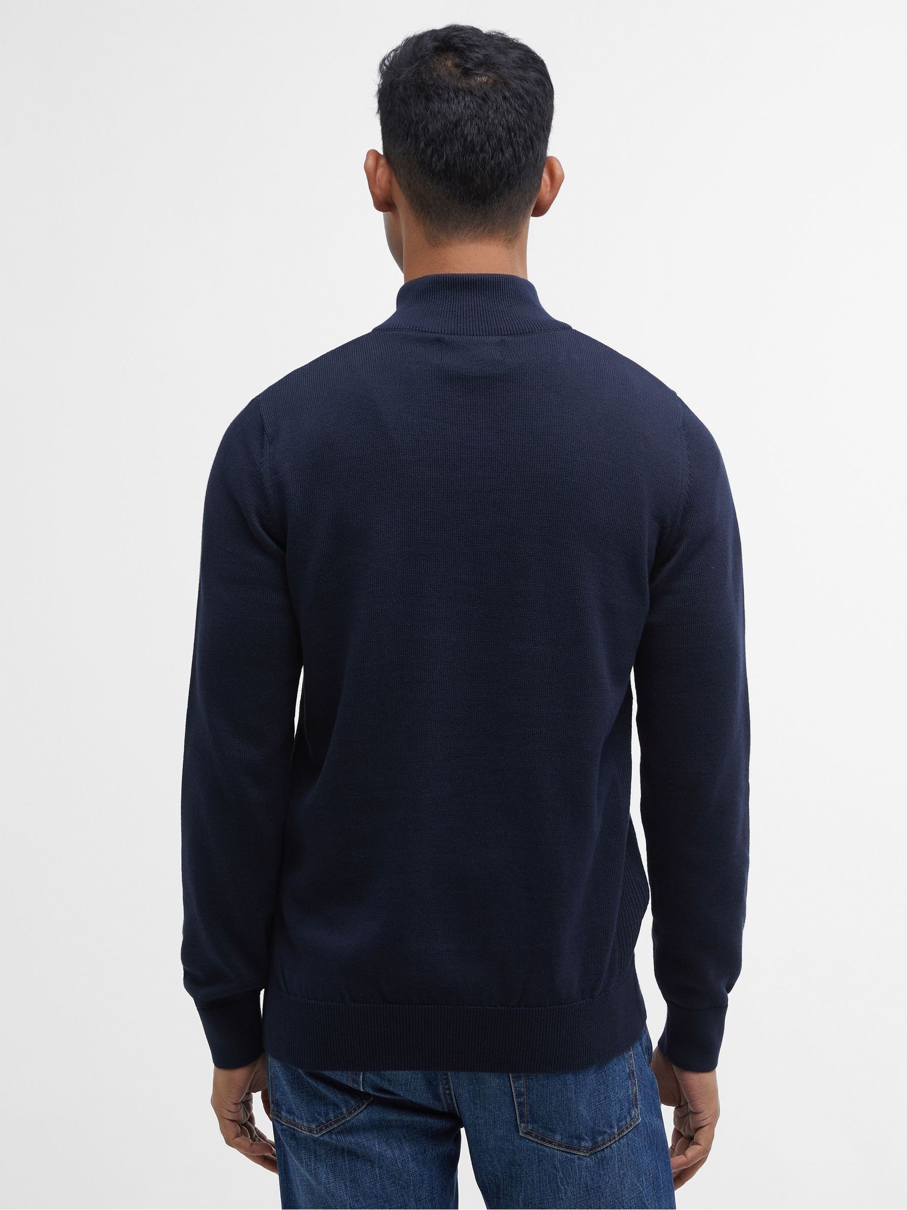 Marineblauw - Barbour® trui met kwartrits