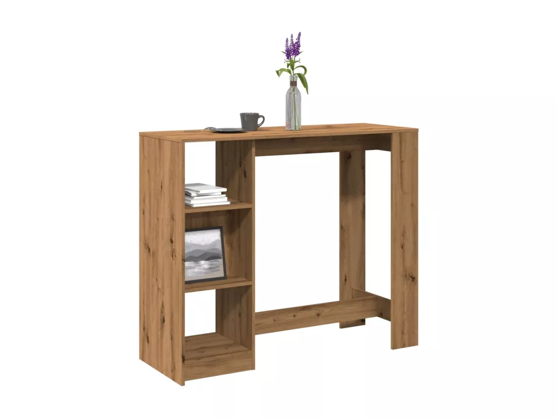 Table de bar avec étagère chêne artisanal bois d'ingénierie