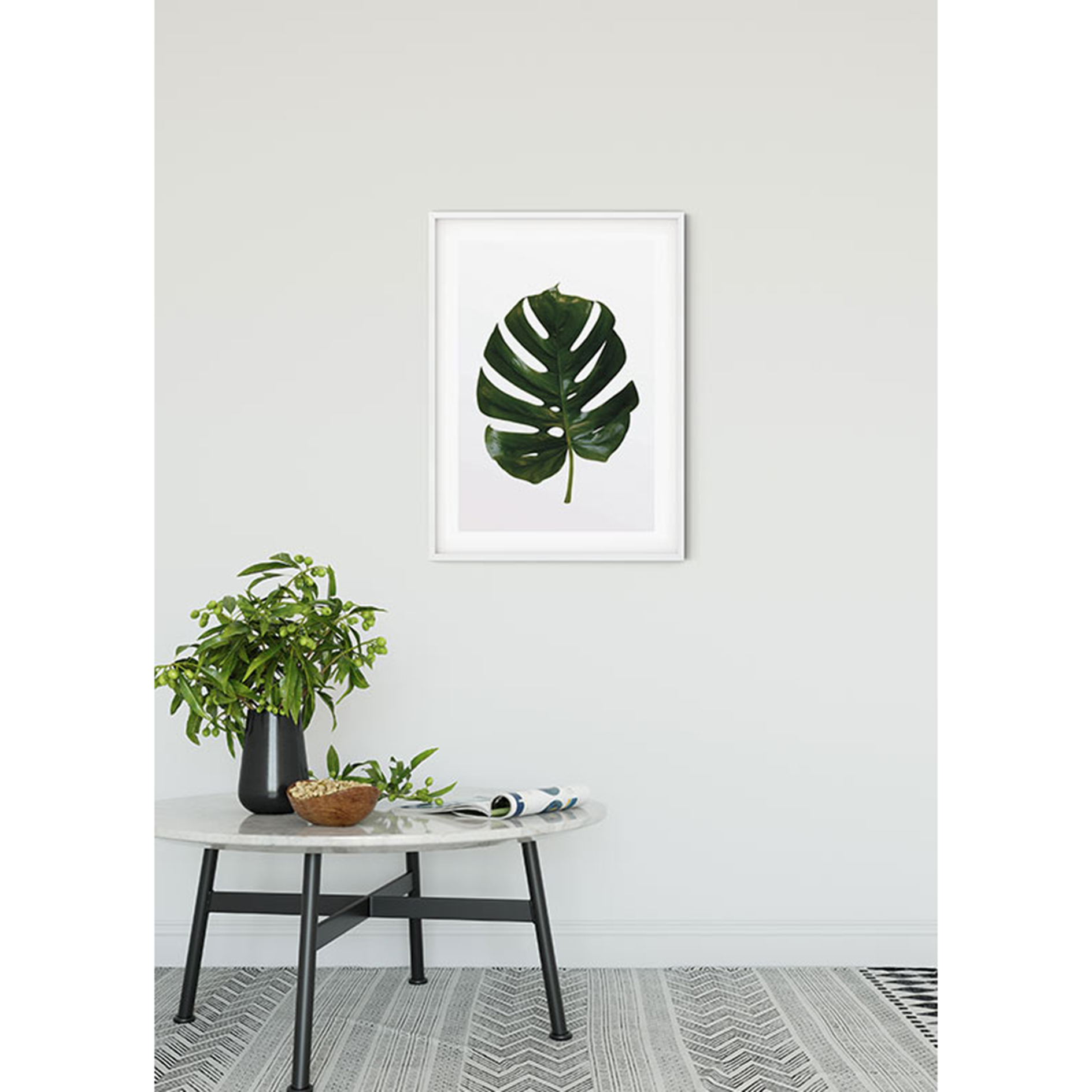 Wandbild MONSTERA LEAF - grün-weiß - 50x70 cm