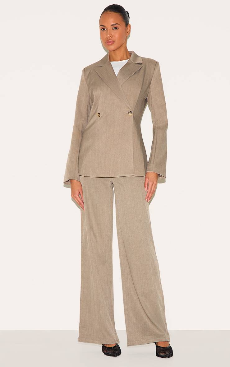 Mocha Brown Blazer Ajusté En Tissu Tissé Avec Taille Cintrée Coupe Premium