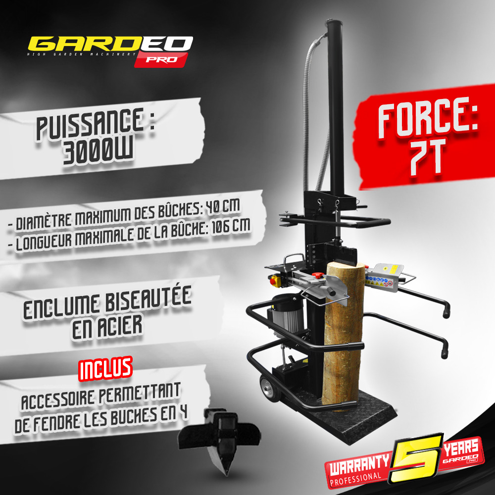 Fendeur de bûches vertical 3000w - gardeo pro