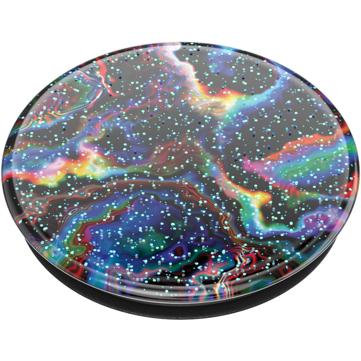 PopGrip Premium Finger Griff Halterung (Austauschbarer Top) für Smartphones / Tablets (806194) - Glitter Rainbow Void