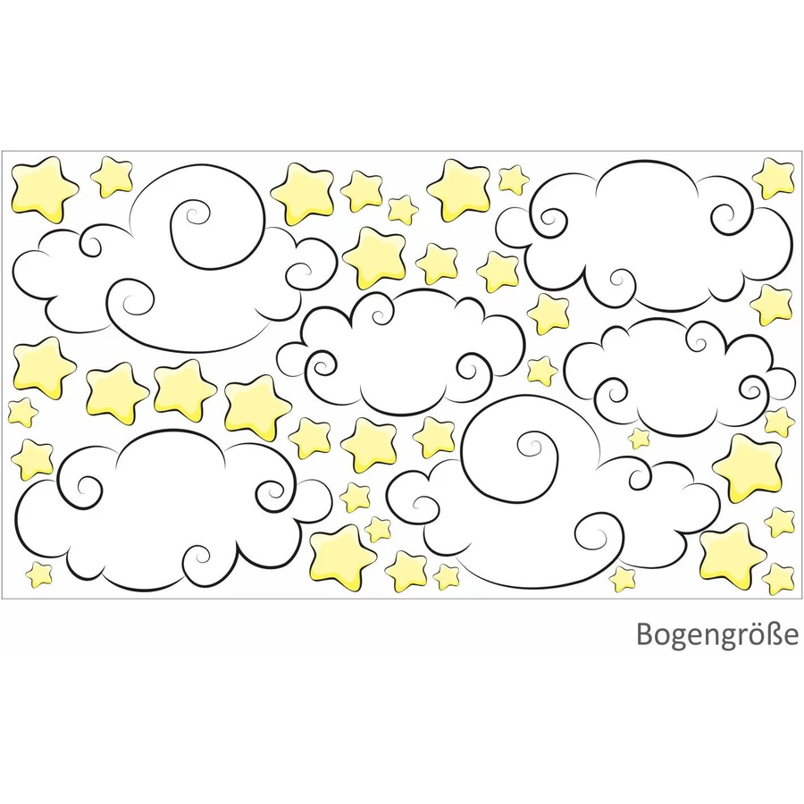 Nikima Wandtattoo 112 Wandtattoo Sterne & Wolken Aufkleber Sticker bunt