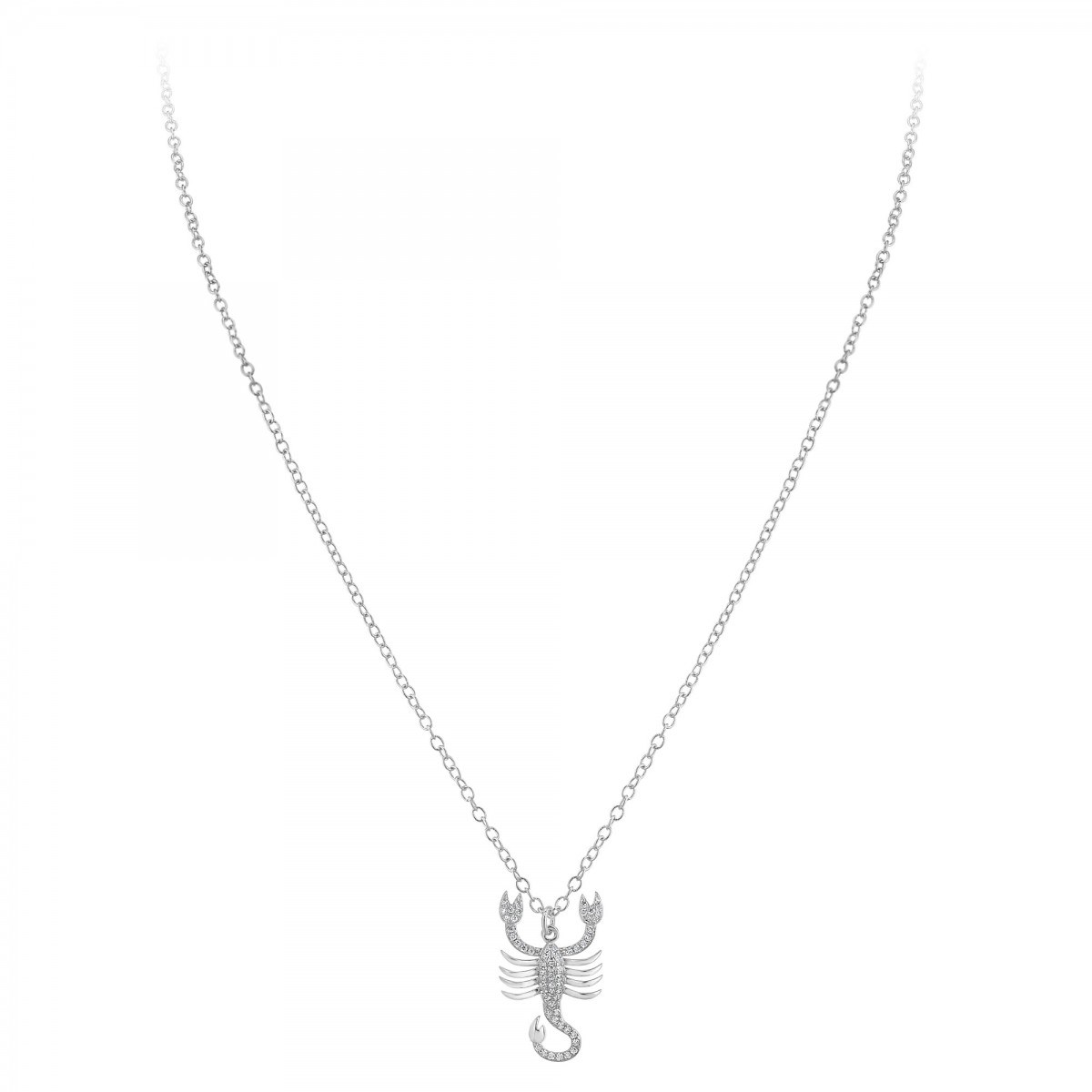 Collier signe astrologique scorpion orné de Cristaux scintillants SC Crystal en Métal rhodié