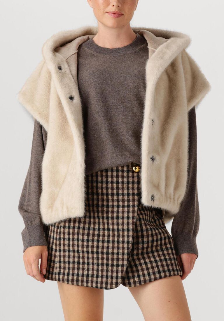 beige studio ar gilet olena faux mink