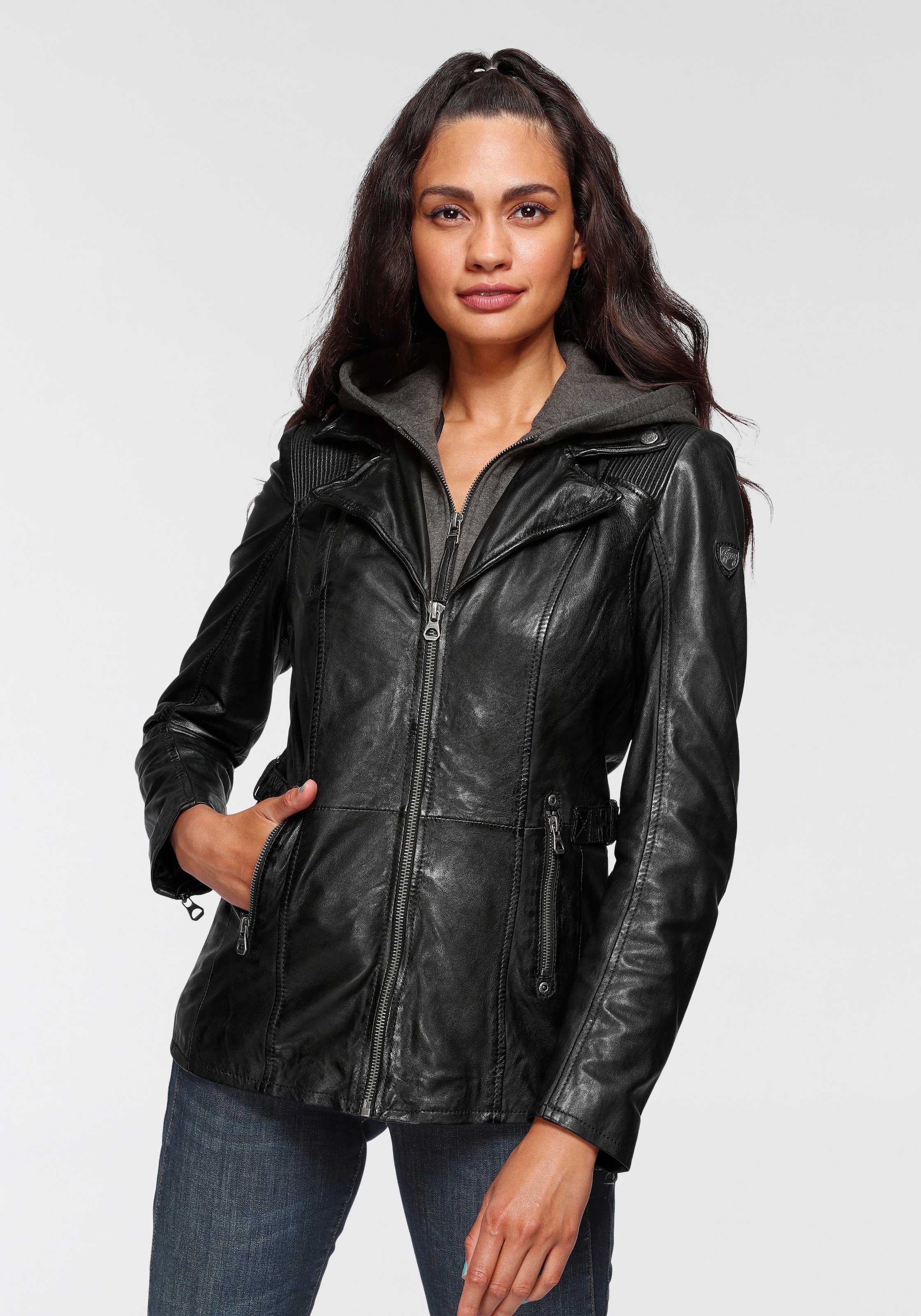 Mauritius Lederjacke »Adelyn« mit Kapuze 2-in-1-Lederjacke
