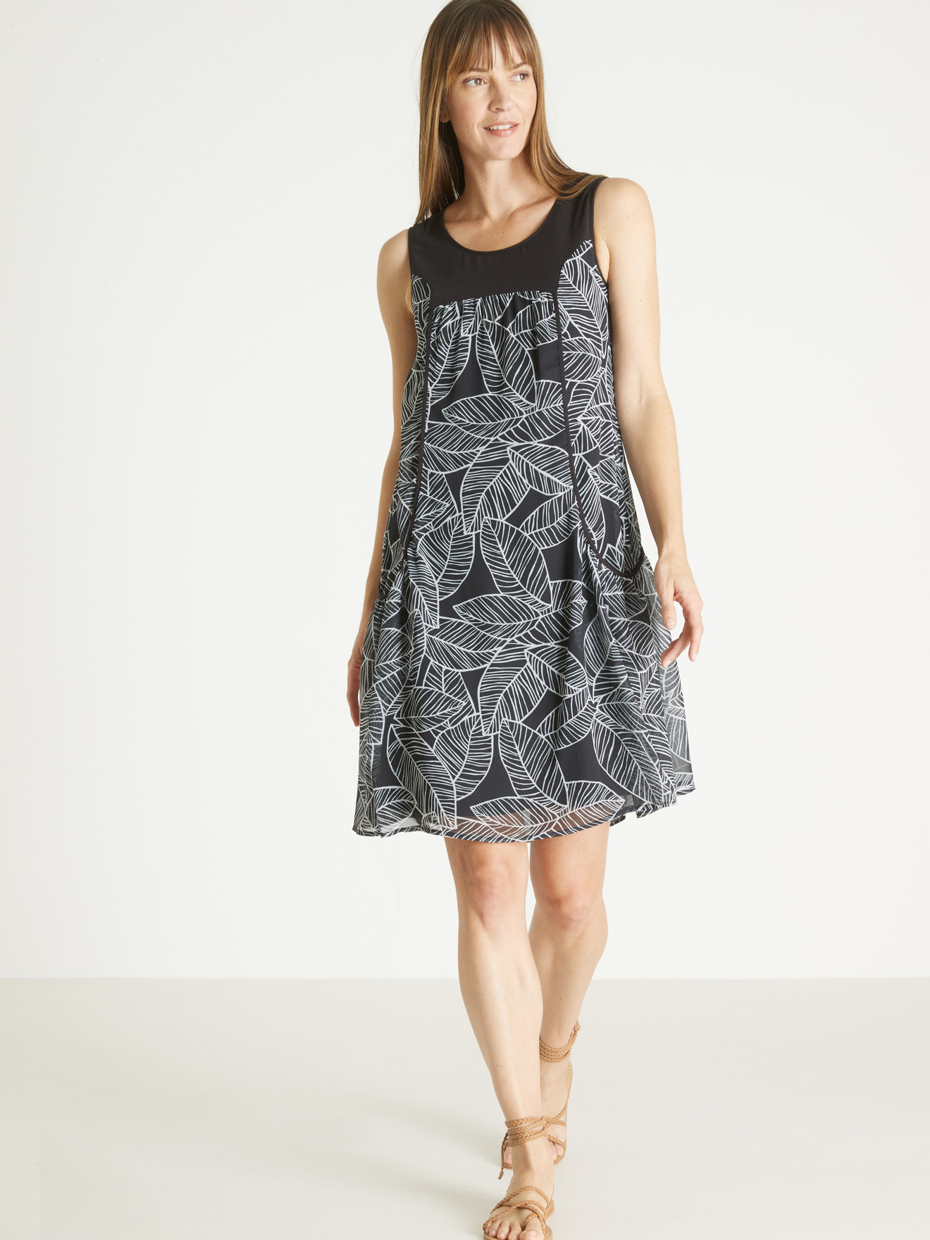 Robe sans manches bi-matière