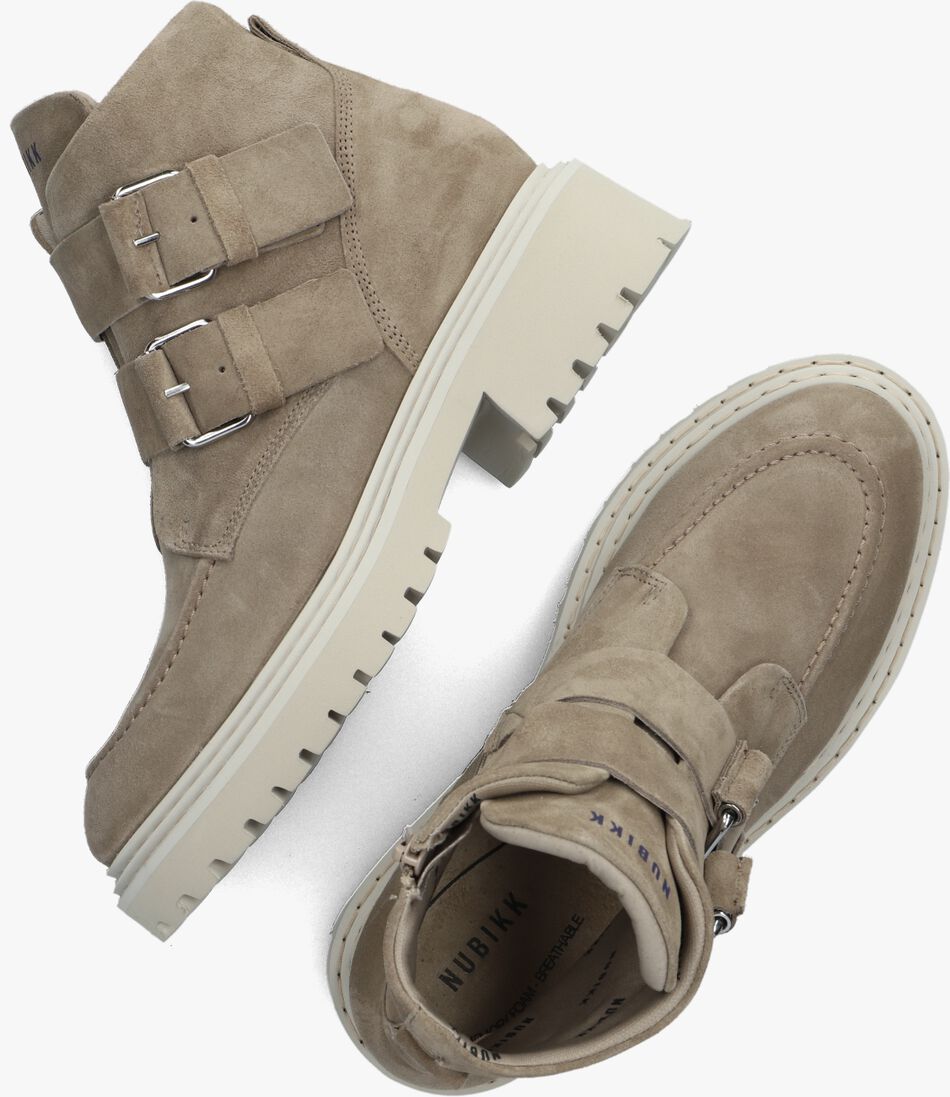NUBIKK taupe nubikk biker boots frankie finch
