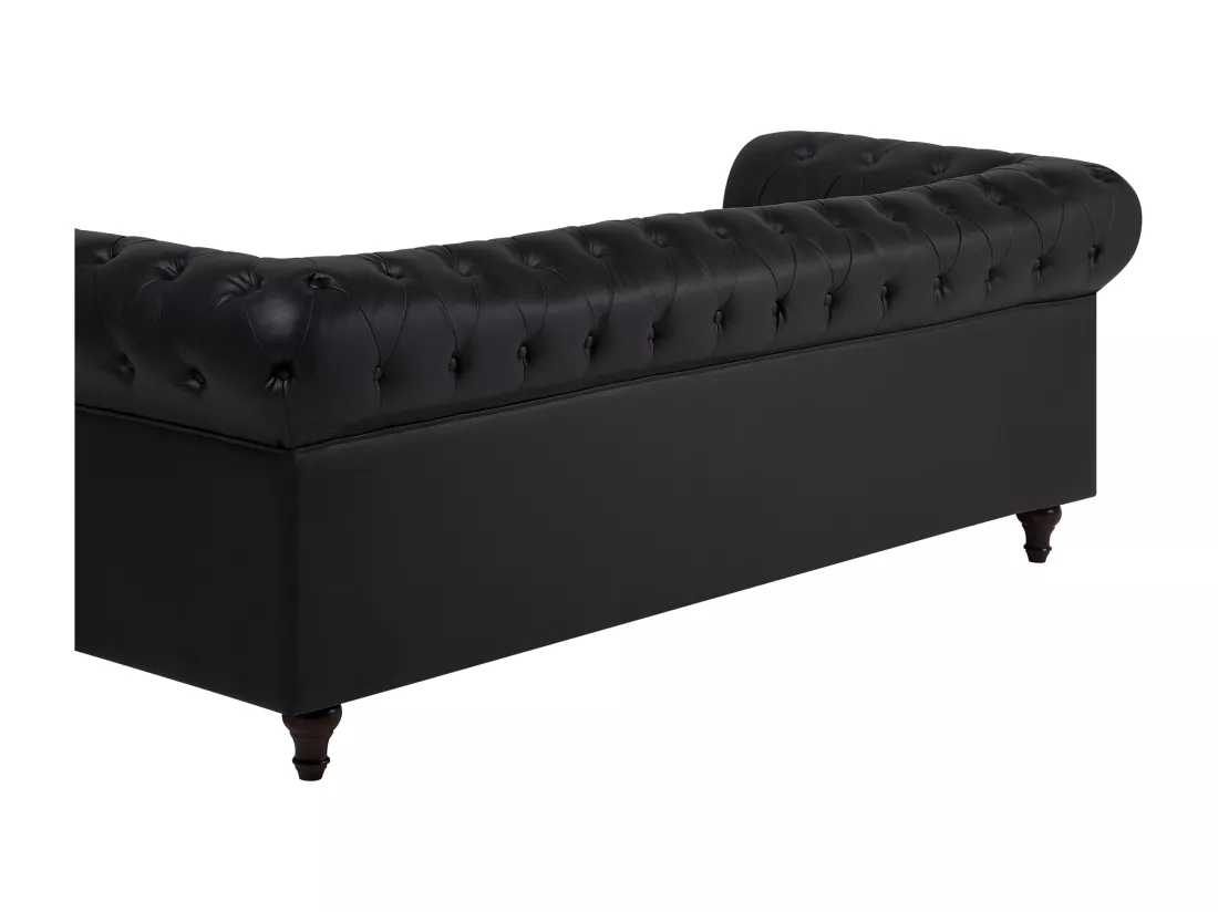 Ensemble canapé et fauteuil en cuir PU noir 4 places CHESTERFIELD Big