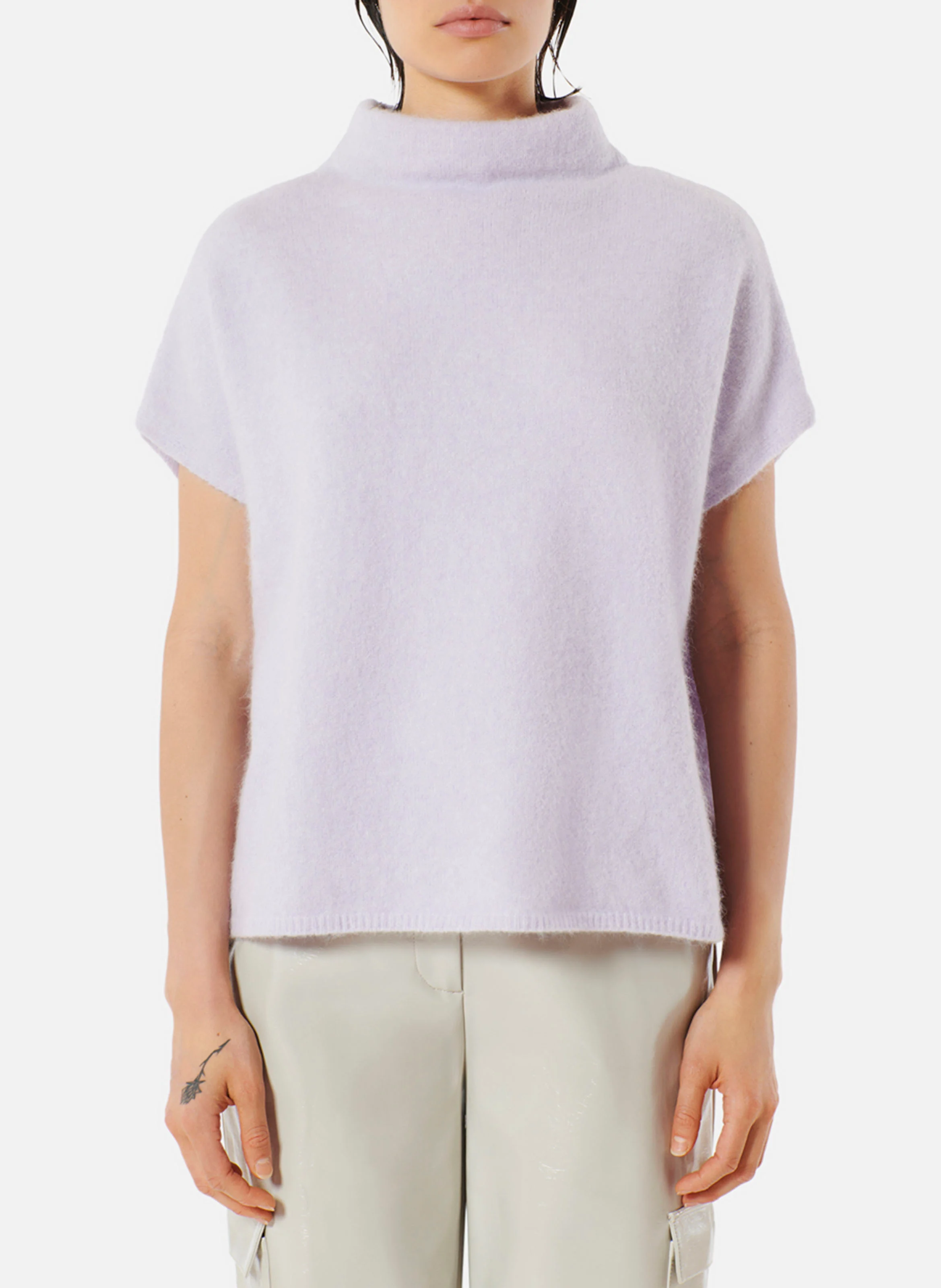 BENSON - Pull ample sans manches en laine mélangée | Violet