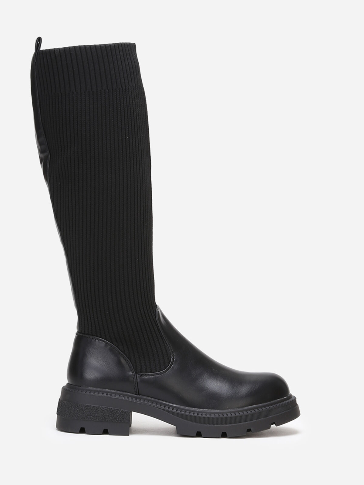 Bottes bi-matières effet chaussettes- Noir