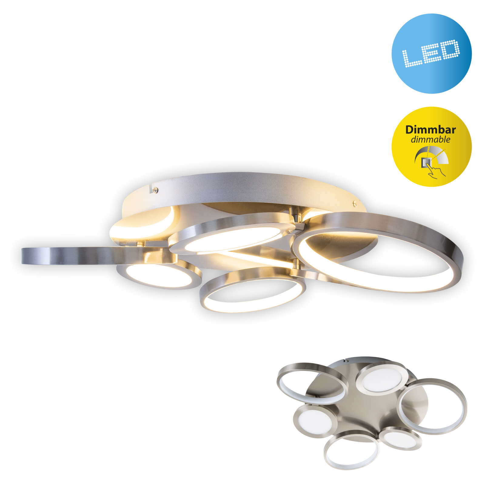 LED-Deckenleuchte STELARI - stahlfarben - Ø 56 cm
