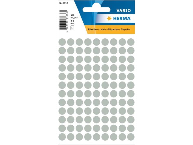 Herma Stickers Klebepunkte Vario Ø 8 mm, Grau Markierungspunkte Sticker