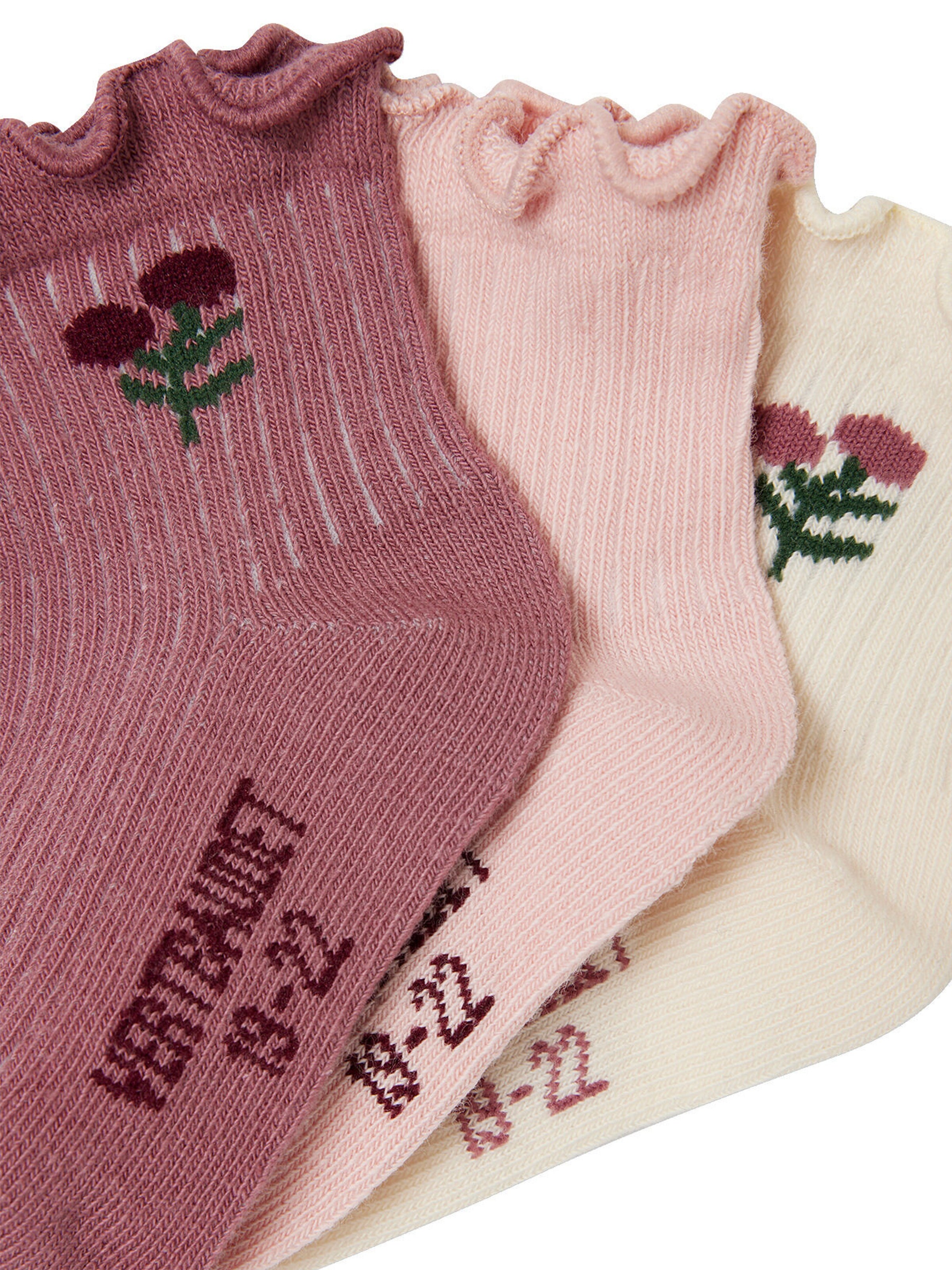 Vertbaudet 3er-Pack Mädchen Baby Socken mit Blumen natur