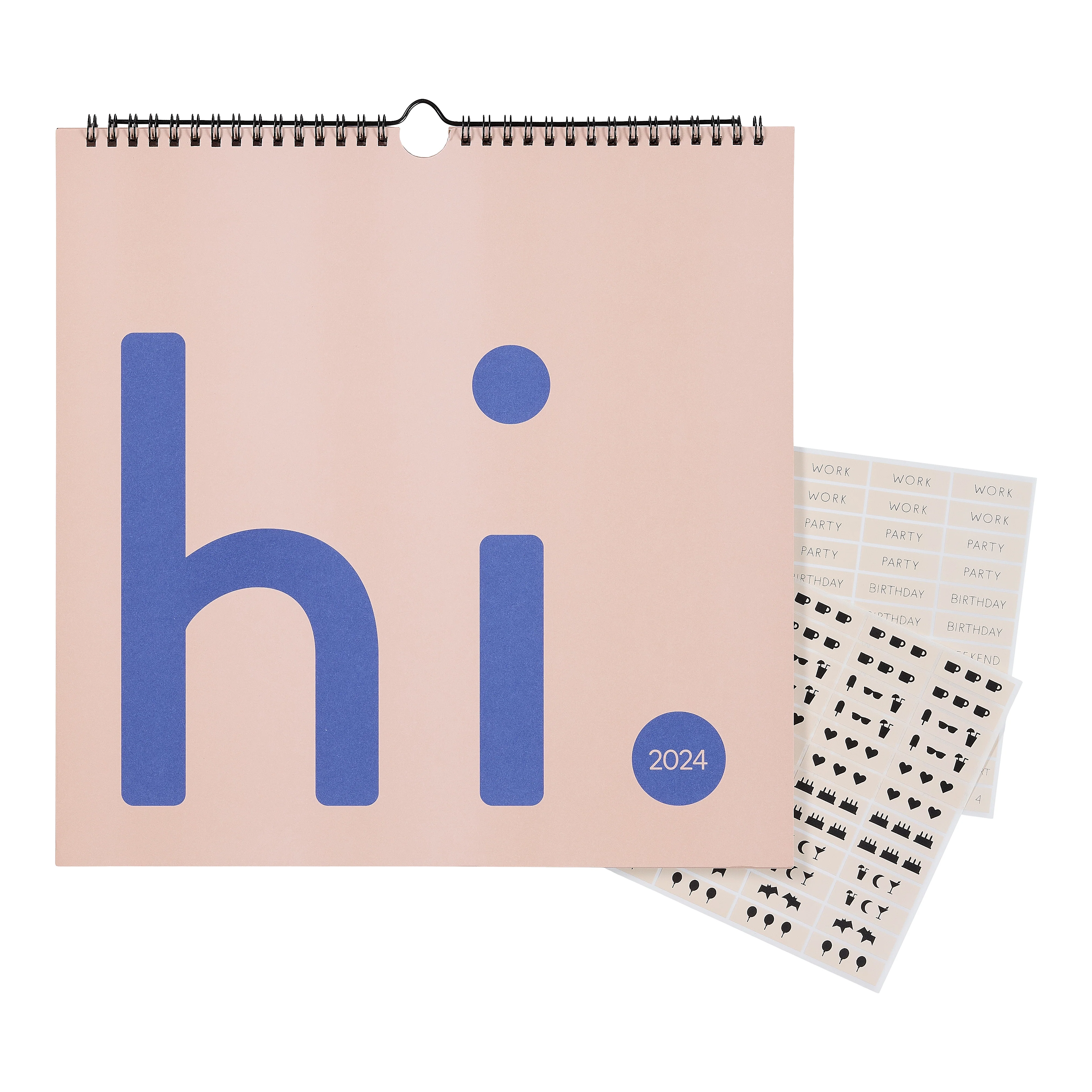 Design Letters  Wall Calendar 2024 - Beige/Cobalt Blue