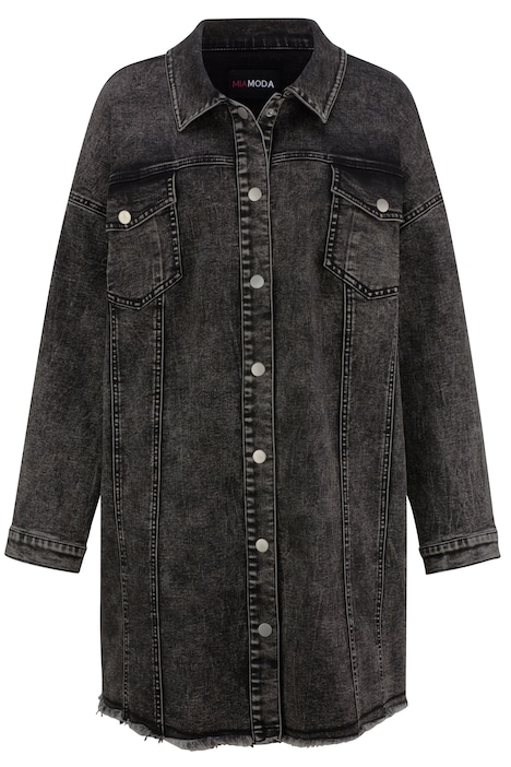 Long-Jeansjacke, Rücken-Schriftzug, Vintage-Look