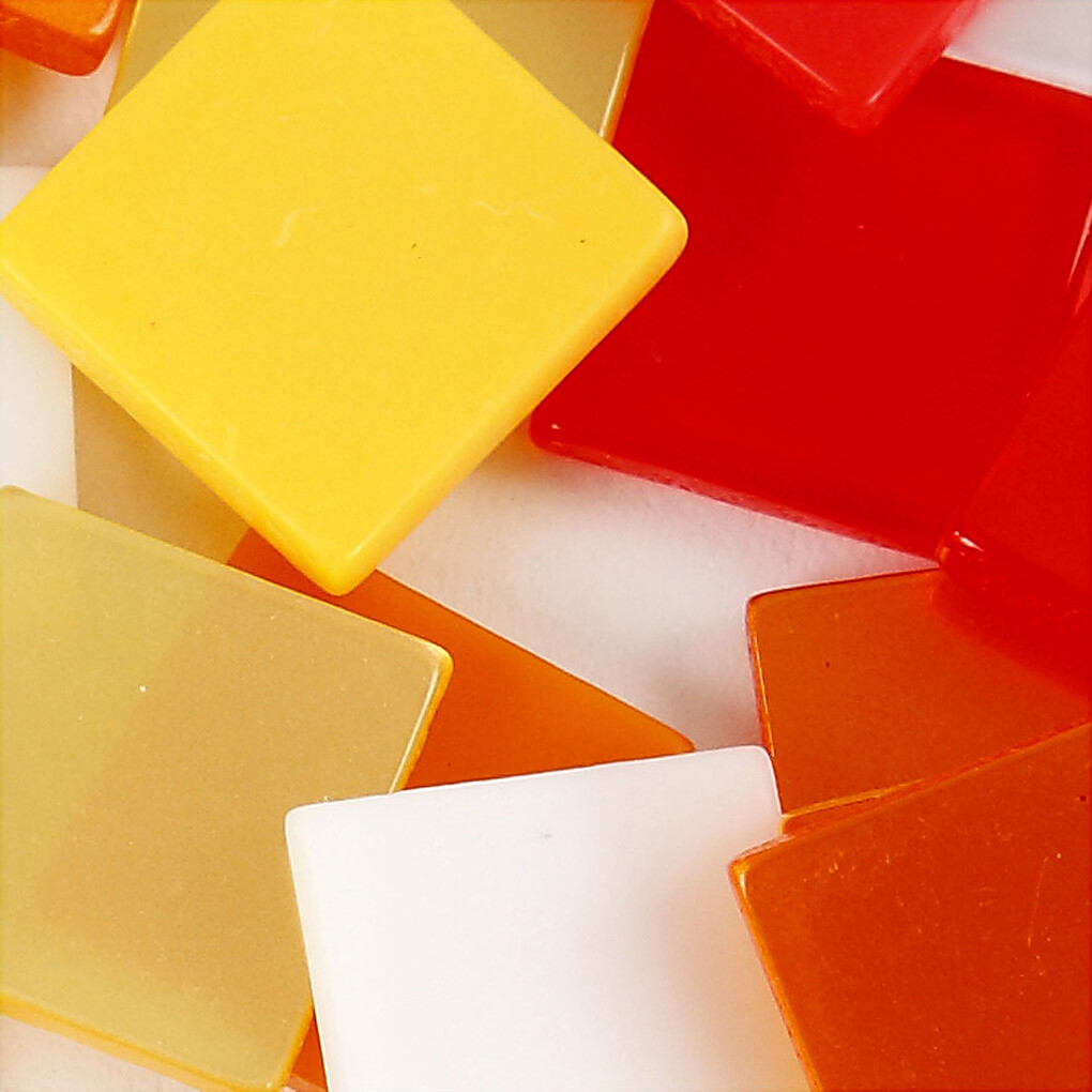Minimosaik - Str. 10X10 MM - Tykkelse 2 MM - Rød/Orange Harmoni - 25 G