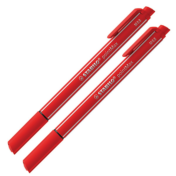 Feutres Stabilo PointMax coloris rouge, lot de 2