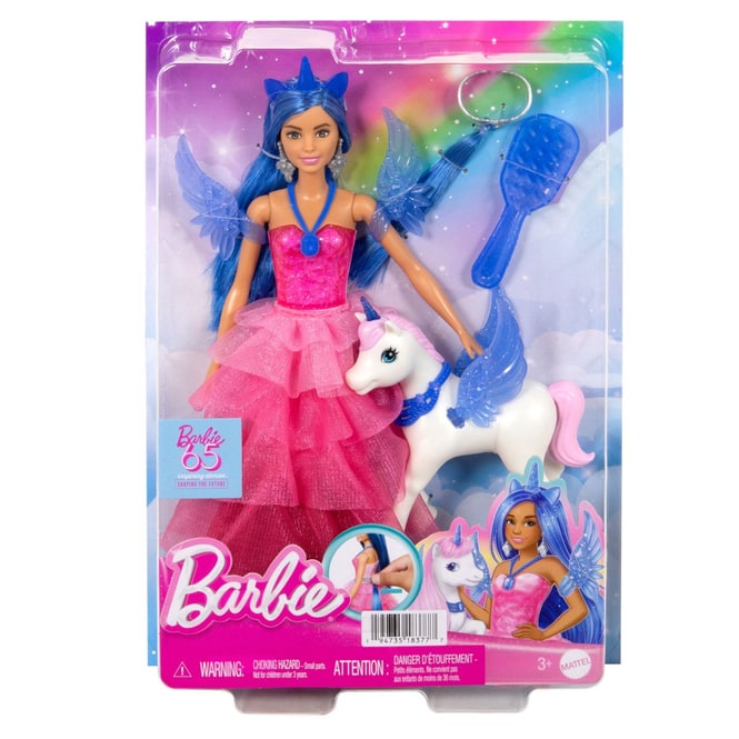 Barbie - Saphir - Einhornpuppe mit Flügeln und Einhornfohlen - blaue Haare