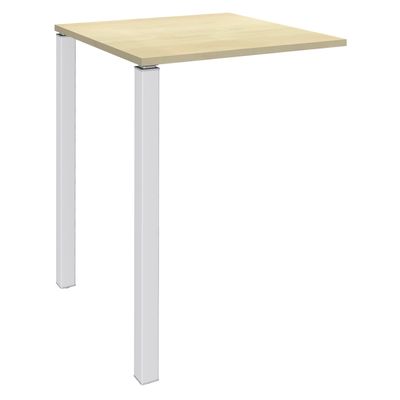 Table Lounge 2 Pieds - L80xH105xP80 cm - Pieds blanc - plateau imitation érable