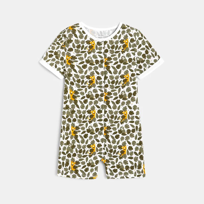 Combi courte imprimé jungle vert bébé garçon Vert