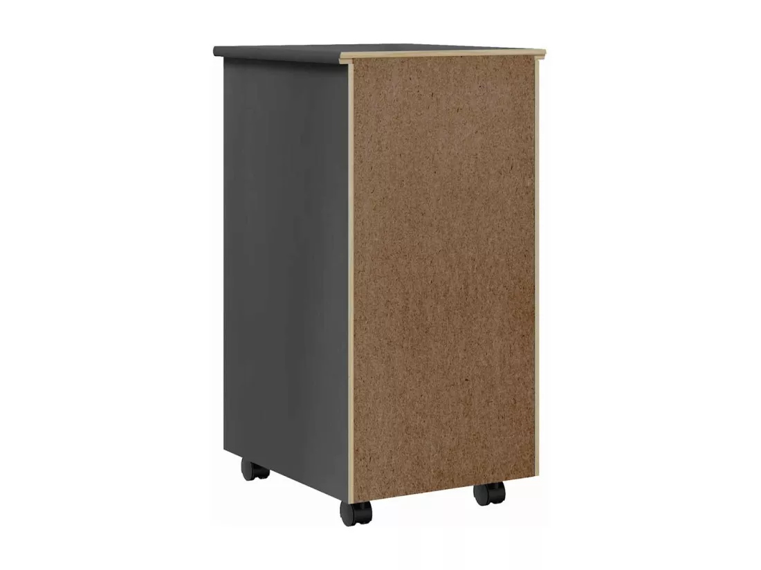 Armoire roulante avec tiroirs MOSS gris bois de pin solide
