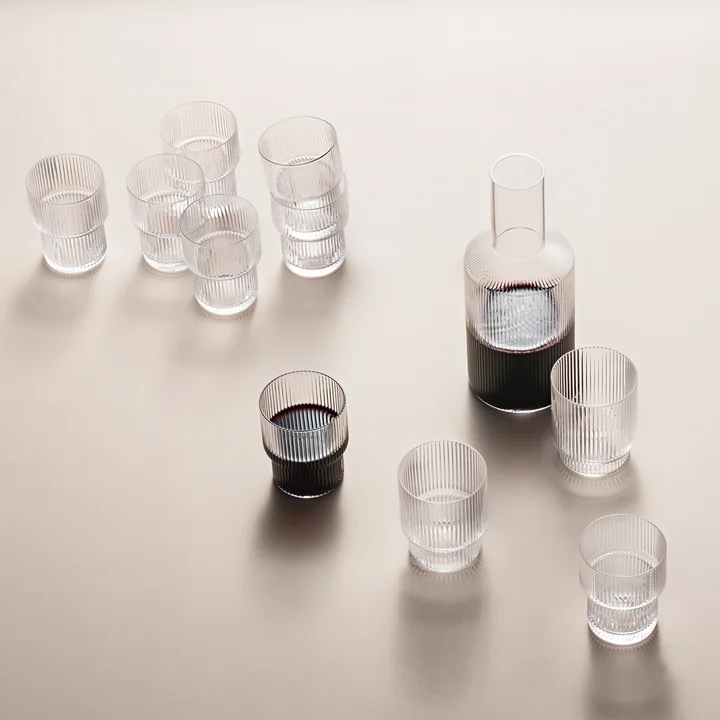 Ferm Living - Ripple Longdrink-Gläser, smoked grey (4er-Set)