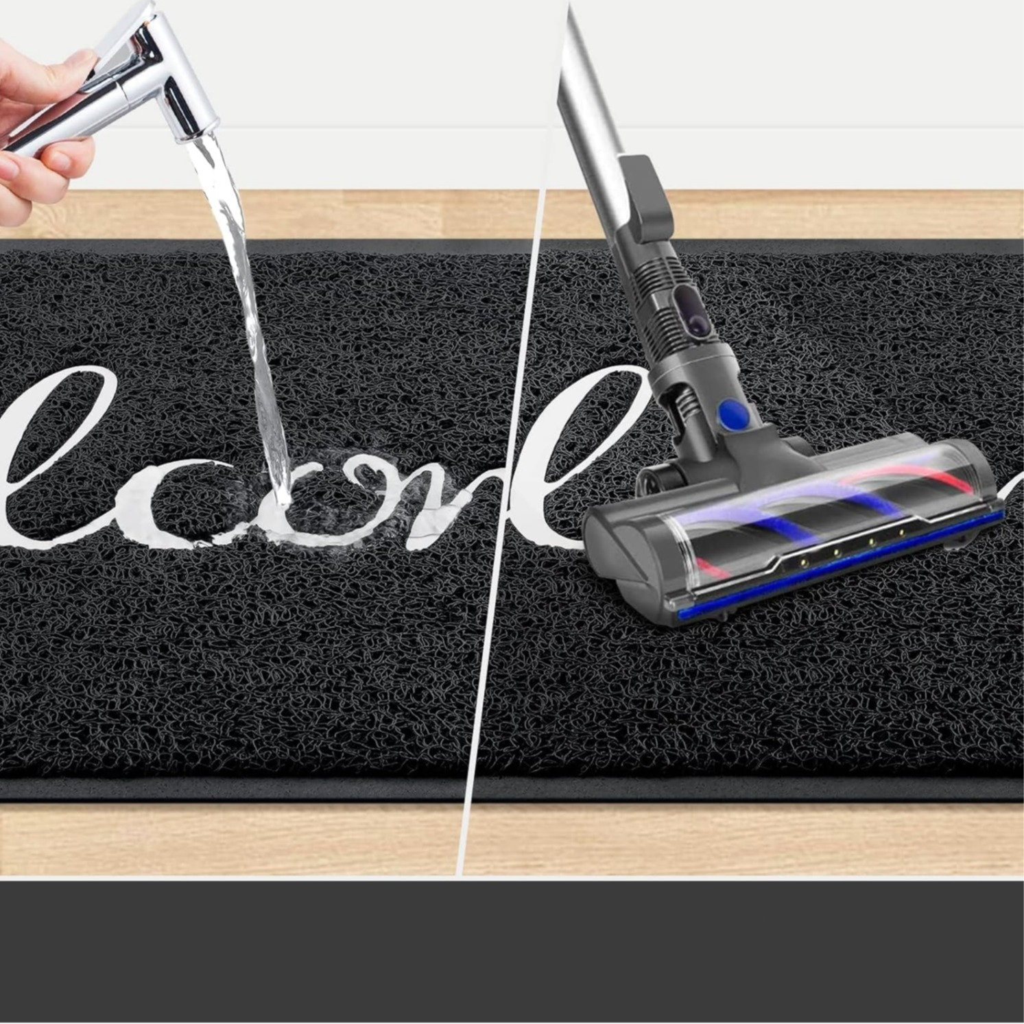 (72x44cm) Fussmatte Anti-Rutsch Türmatte Boden Teppich Welcome - Schwarz