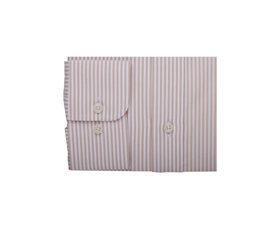 Chemise popeline rayée Beige et Blanc - MAXIMILIEN