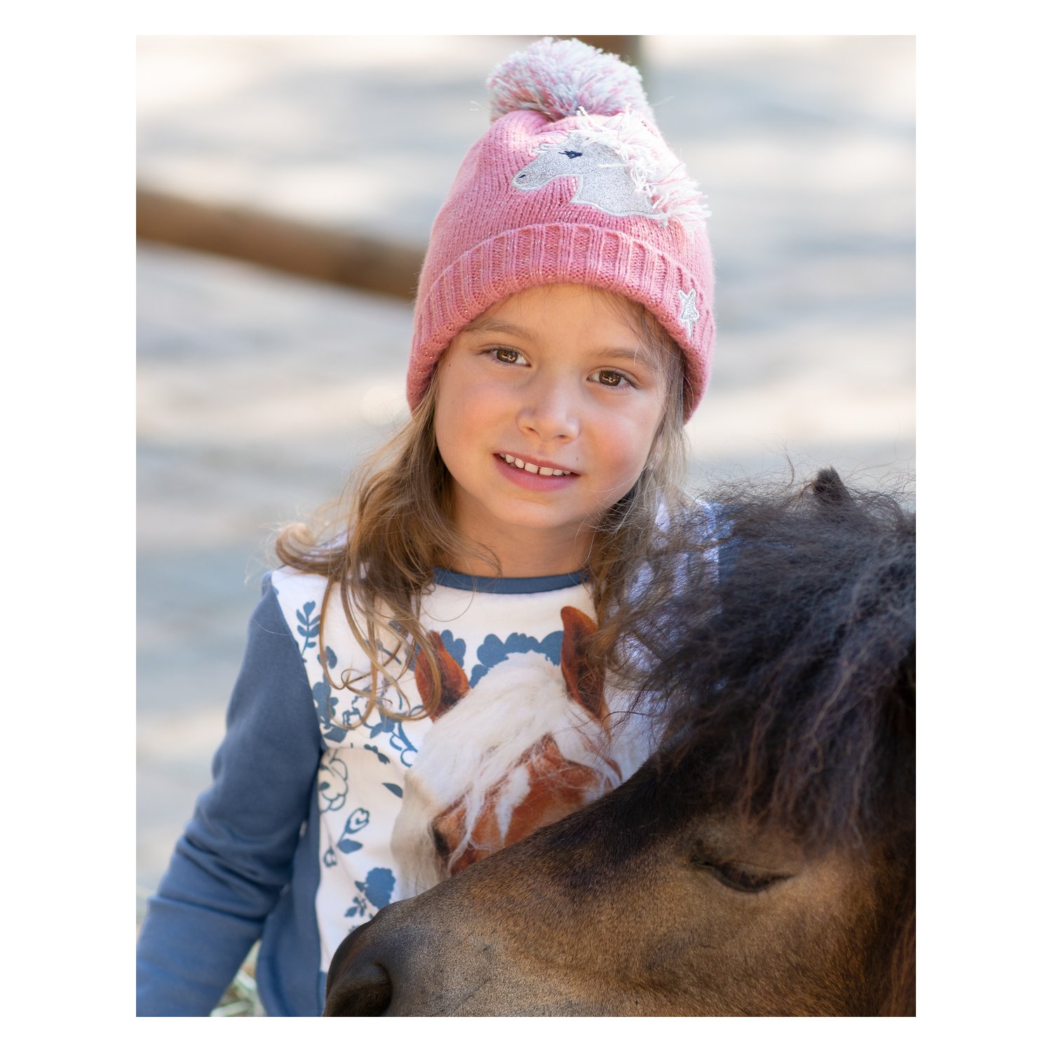 black forest Strickmütze mit Einhorn - rosé - Einheitsgröße