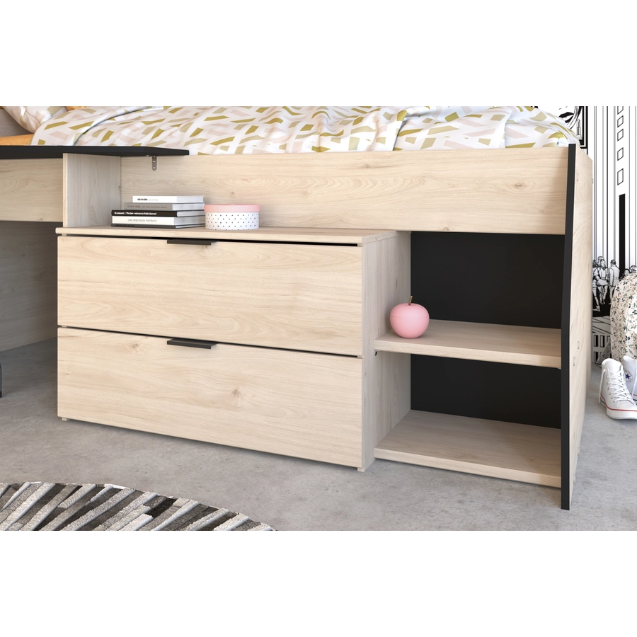 Parisot Multifunktions Hochbett Milky 2 Industrial Style  Eiche Jackson Eiche Jackson