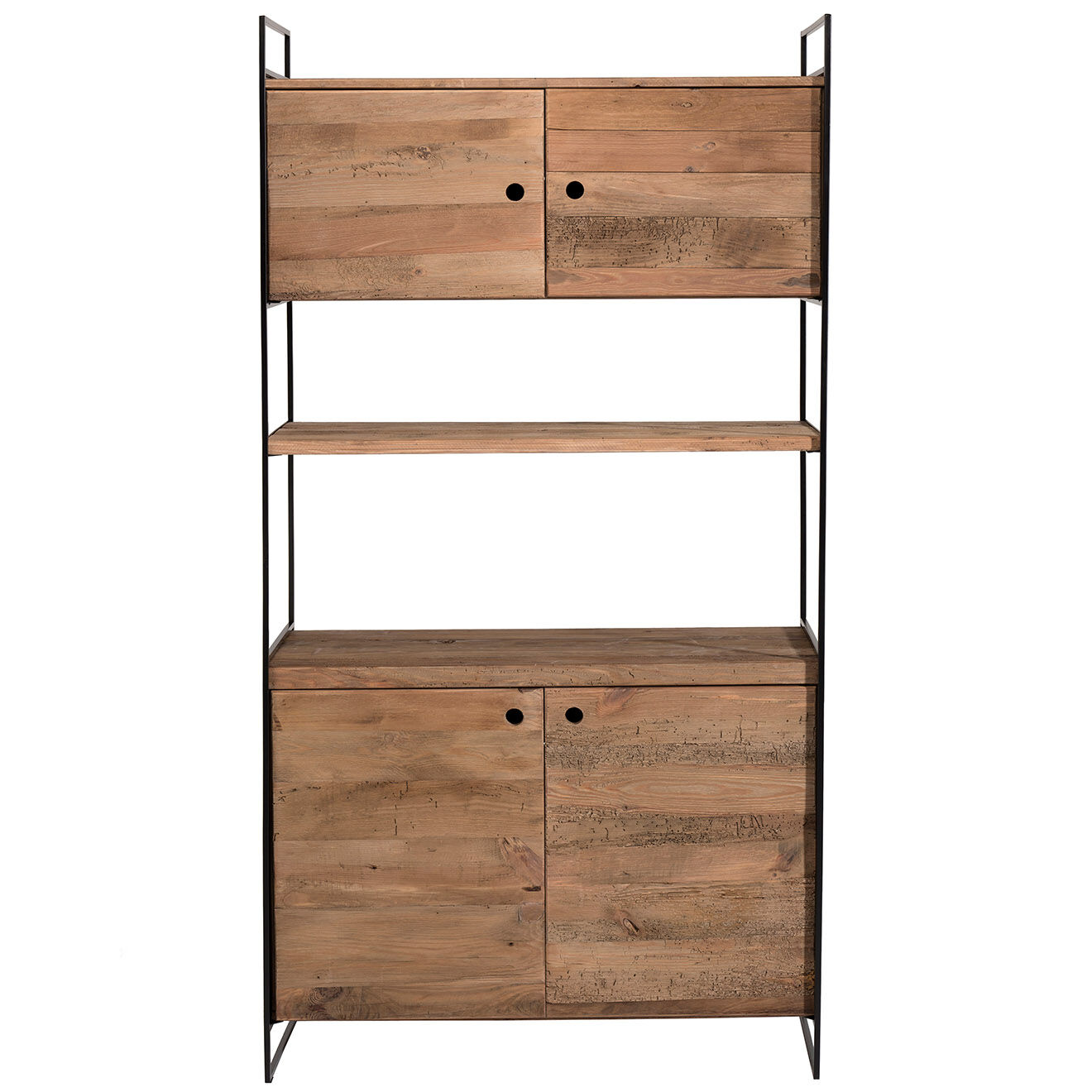 Macabane Bibliothèque 4 portes & 1 égagère Andrea Bois naturel  - 99x40x190cm