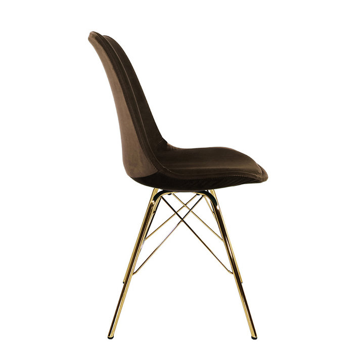 Stoel Velvet Koffiebruin - Goud frame