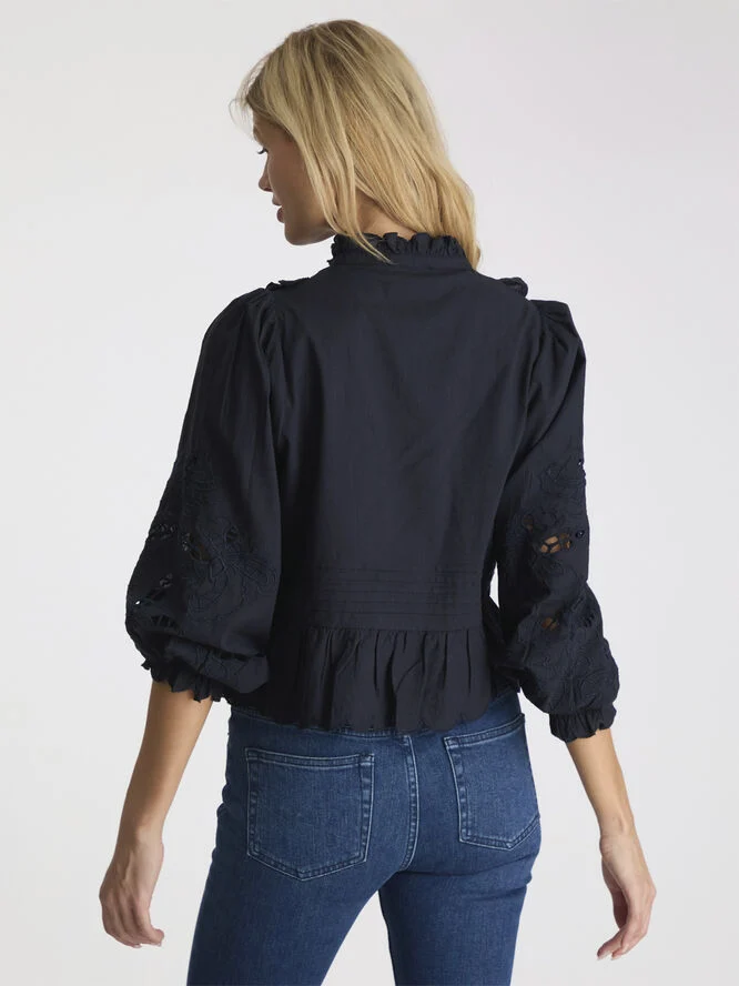 Neo Noir Petrine Embroidery Blouse Navy