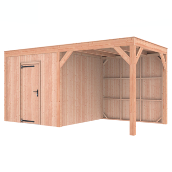 Tuinhuis met overkapping Douglas hout onbehandeld 495 x 255 cm
