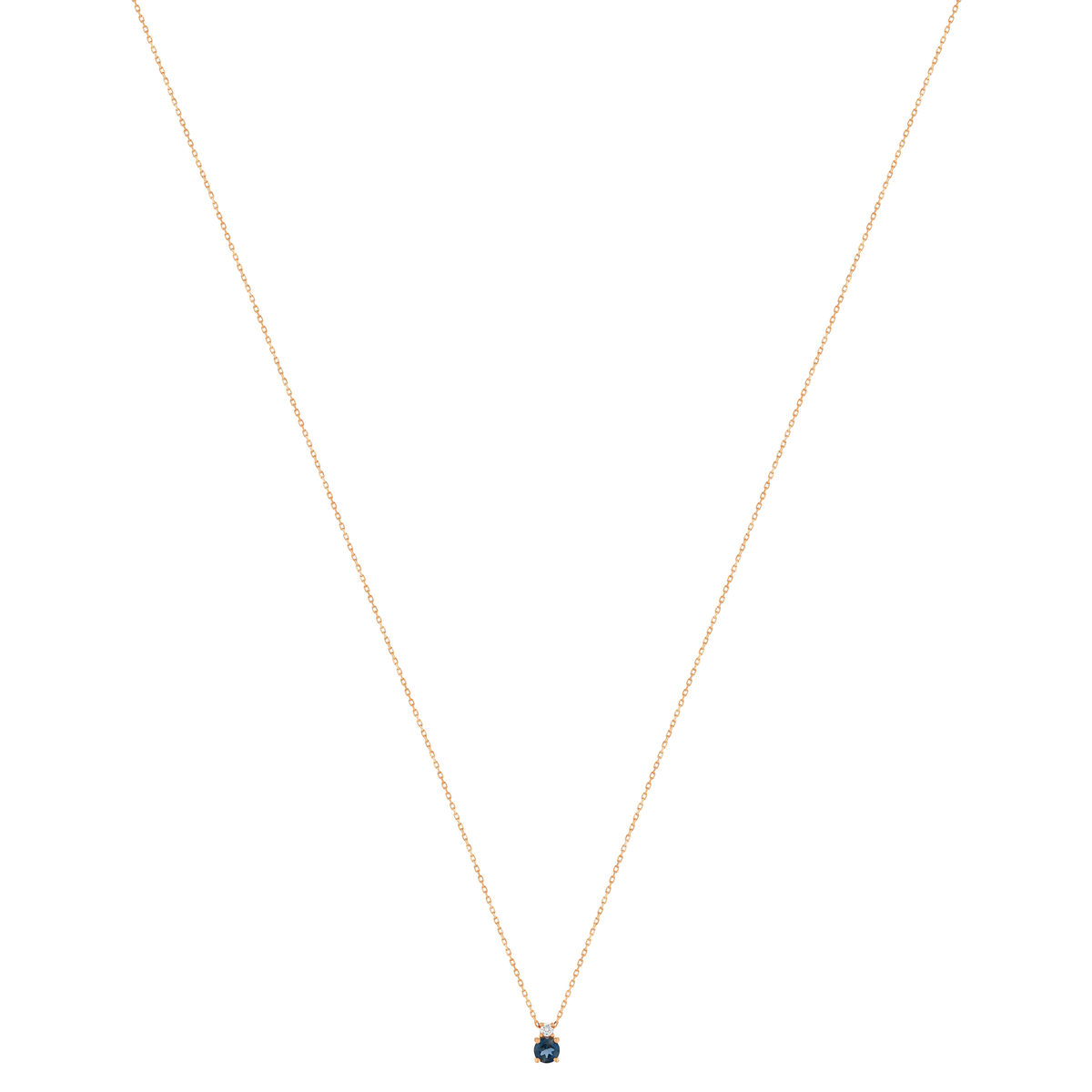 Collier or 375 rose topaze zirconia, 45 cm