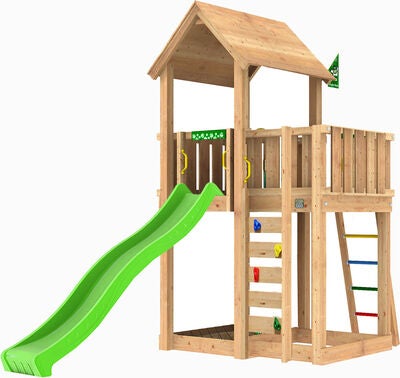 Jungle Gym Mansion Leketårn med Grønn Sklie