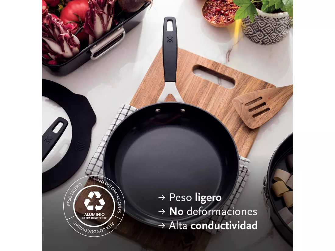 Set de 3 Poêles Ø20Ø24Ø28cm et Wok Ø28cm en aluminium forgé + 4 Protections SMART MasterPRO