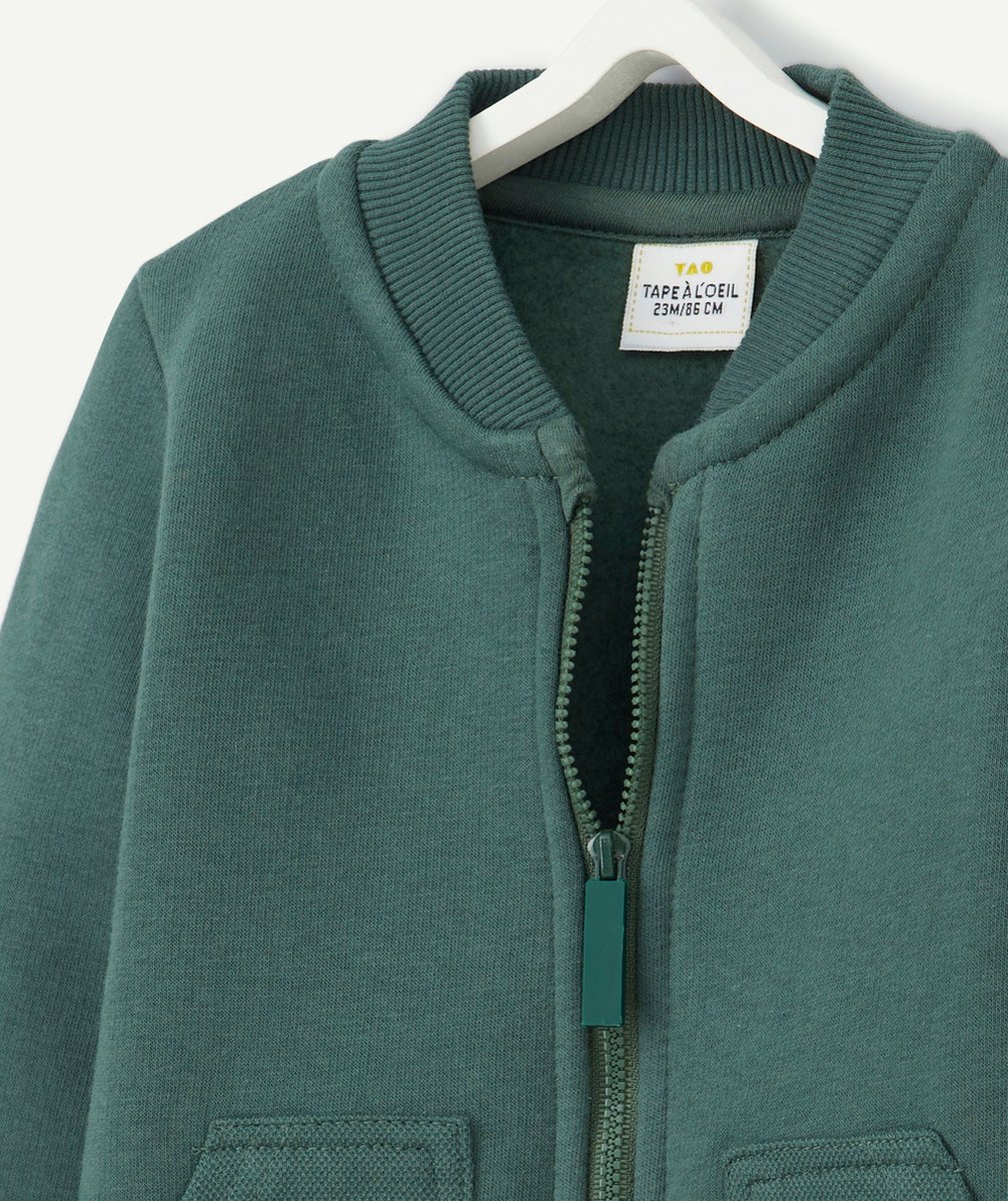 GILET ZIPPÉ BÉBÉ GARÇON EN FIBRES RECYCLÉES VERT