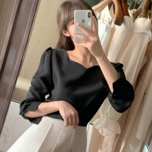 KONGER - Effen blouse met lange mouwen