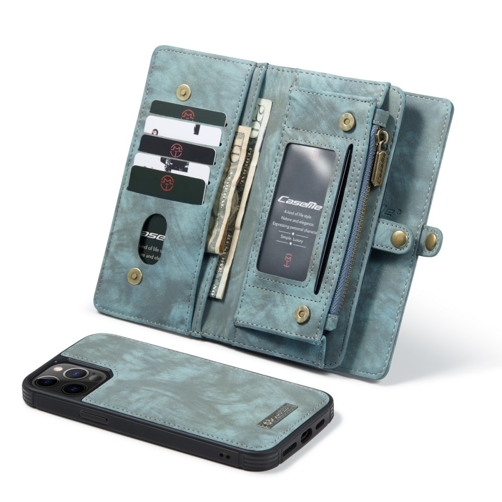 iPhone 12 / iPhone 12 Pro 2in1 Leder Tasche   Magnet Hardcase Karten Etui - Blau