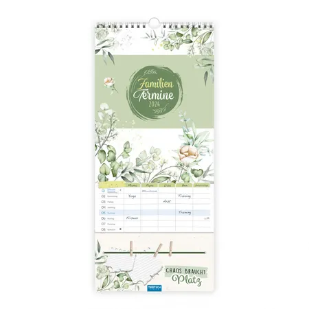 Trötsch Premium Familienkalender Familientermine Blume 2024