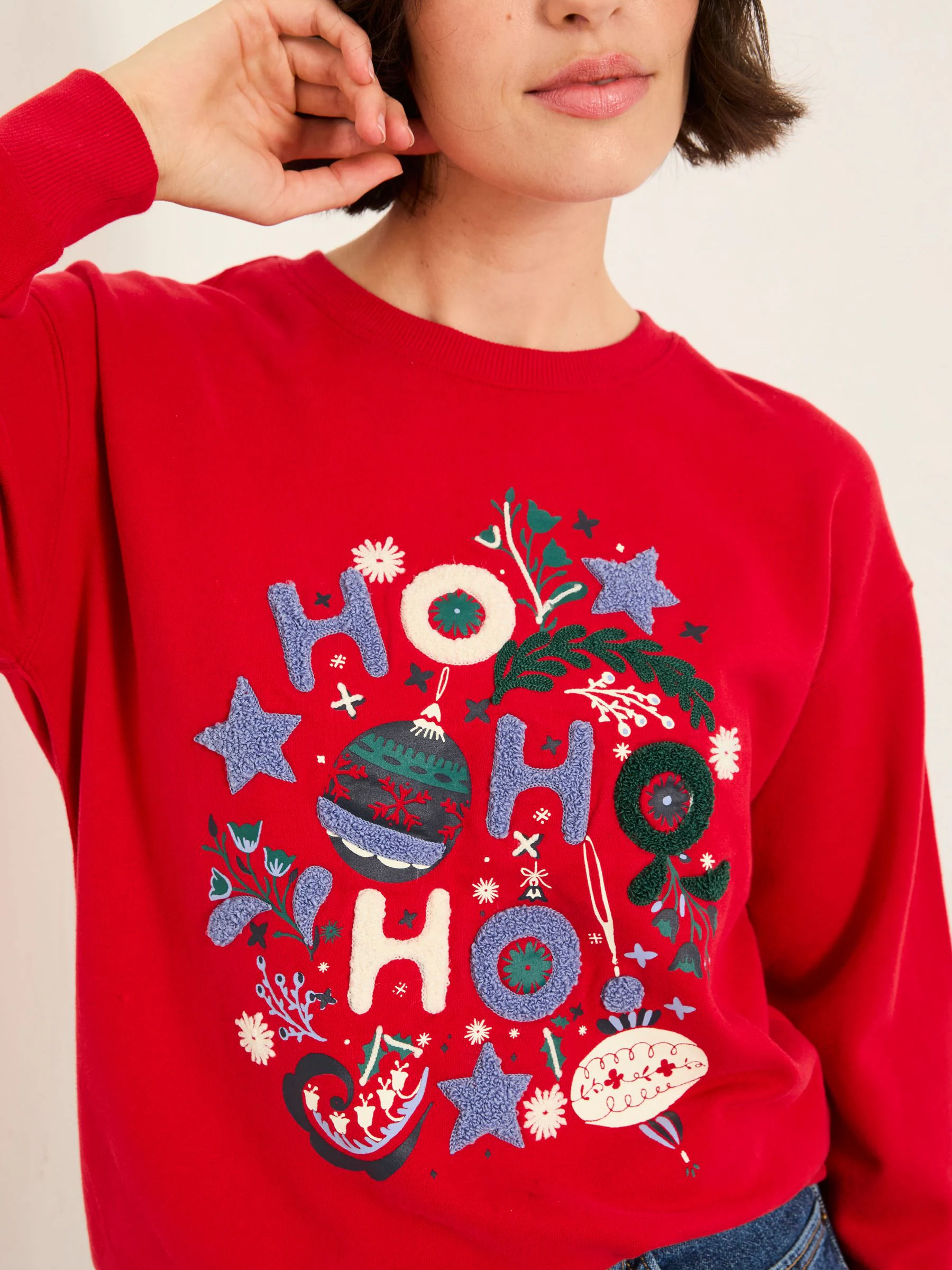 FatFace Festive Graphic Crew Sweatshirt